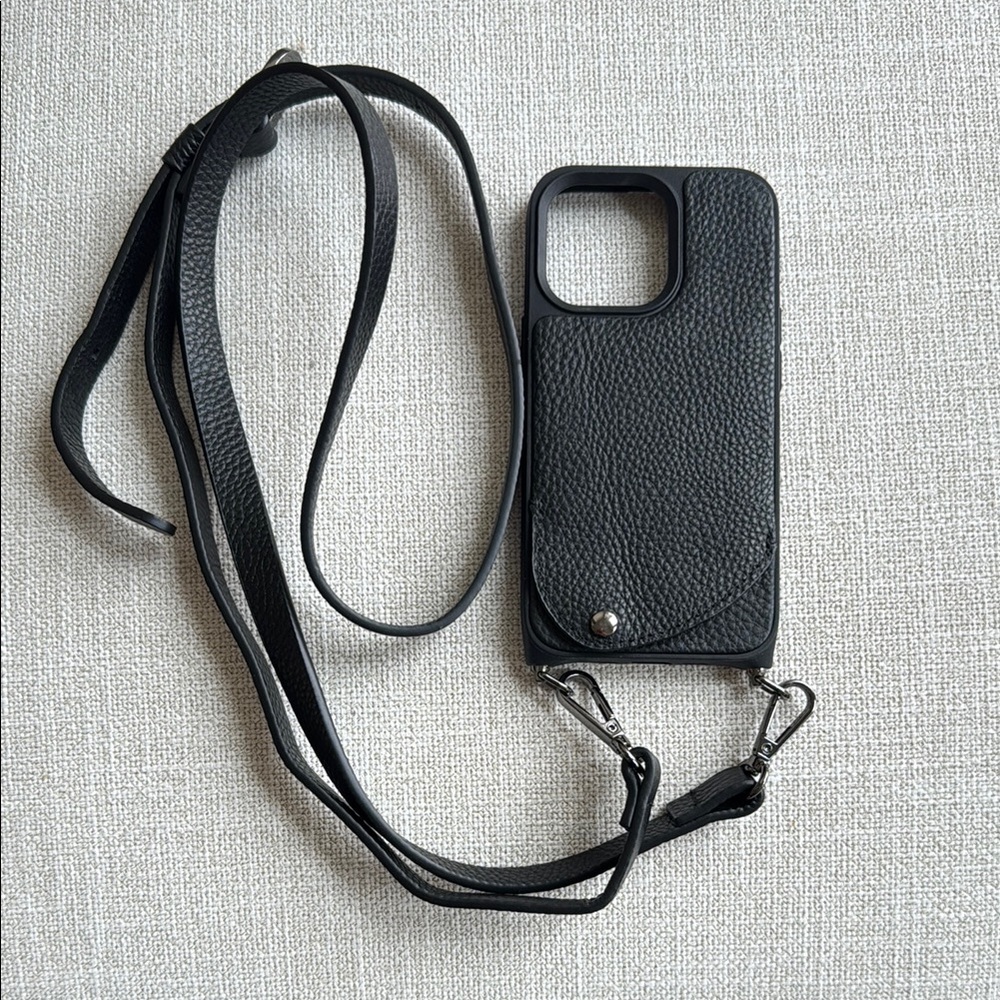 Napa leather crossbody strap, wallet, phone case iPhone 15 pro like Bandolier